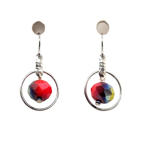 Red Round Earrings - Picture 1 of 5